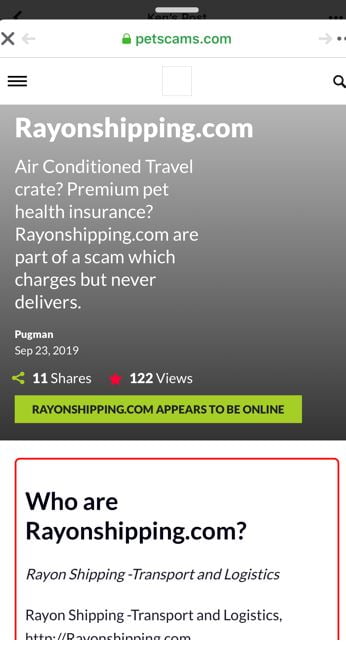 Pets For Kings Puppy Scam Shipping