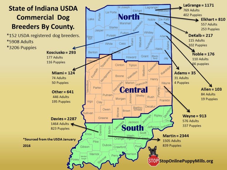 USDA Indiana Dog Breeder Map 2016 Stop Online Puppy Mills